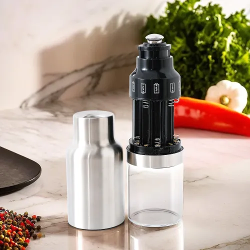 Image of UMAI Electric Pepper Grinder | Black Pepper Crusher | Pepper Grinder Crusher | Battery Operated Stainless Steel Mill wit