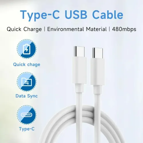 Image of UMAKE Type-C to Type-C Fast Charging Cable 1m 3A