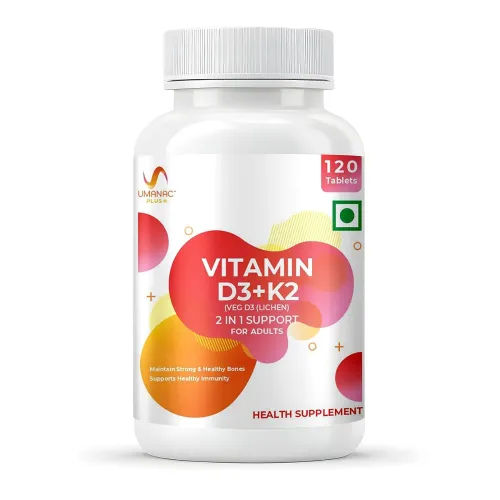 Image of Umanac Plus Vitamin D3 + K2 (MK-7) 120 Tablets | Supports Bone Strength, Calcium Absorption, Joint Health & Immunity | D