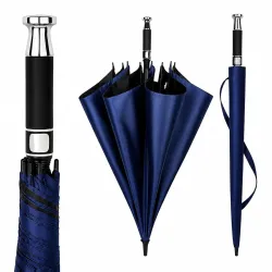 Umbrella with Reflective Stripe and Cover, 47 Inch Large Umbrella, Windproof