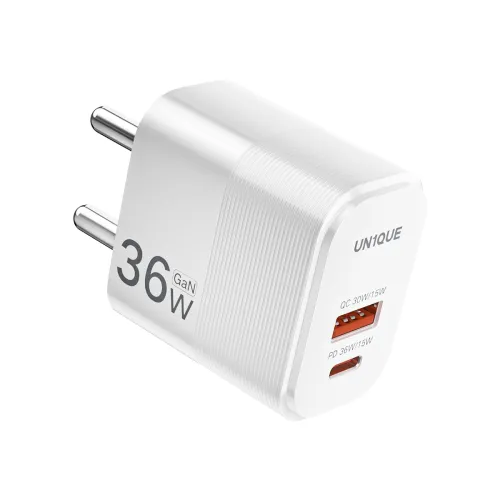 Image of UN1QUE 36W GaN Fast Charger 2-in-1 PD QC Dual Port Type-C Adapter