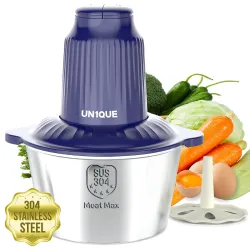 UN1QUE Electirc Chopper for Kicthen, Meat Grinders, 2 Speed Modes, One Touch Operation, 304 Stainless Steel Bowl Food Processor with Egg Whisk & Egg Beater, for Vegetables, Meat, Onion, Garl...