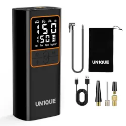 UN1QUE PT600 Cordless Tyre inflator for Car and Bike,150 PSI,6000 mAh Car Air Pump with LED Flash Light,Digital Display,Auto Shutoff Air Inflator for Cars,Bikes,Motorcycles,Balls
