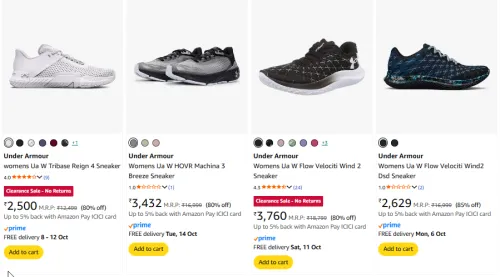 Image of Under Armour Women Shoes Minimum 80% Discount