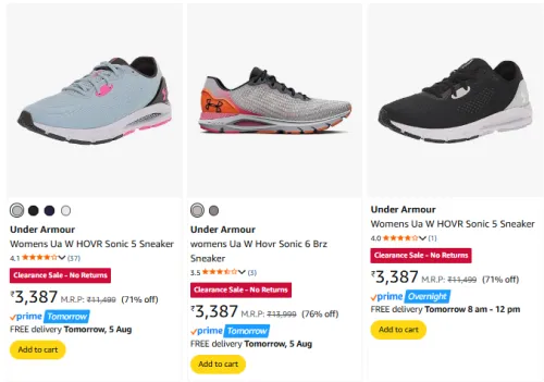 Image of Under Armour Women's Shoes at Minimum 70% Discount