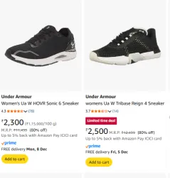 Under Armour Womens Shoes Upto 80% Discount