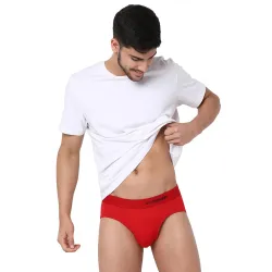 Underjeans Men Premium Mid Grey Cotton Blend Regular Fit Brief