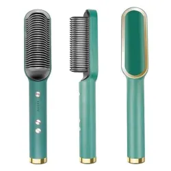 unenow 3-in-1 Ceramic Hair Straightening Brush for Women | Ionic Anti-Frizz Electric Straightener Comb | 5 Heat Settings | 30 Sec Fast Heating | Anti-Scald Hair Styler for Smooth, Silky & Fr...