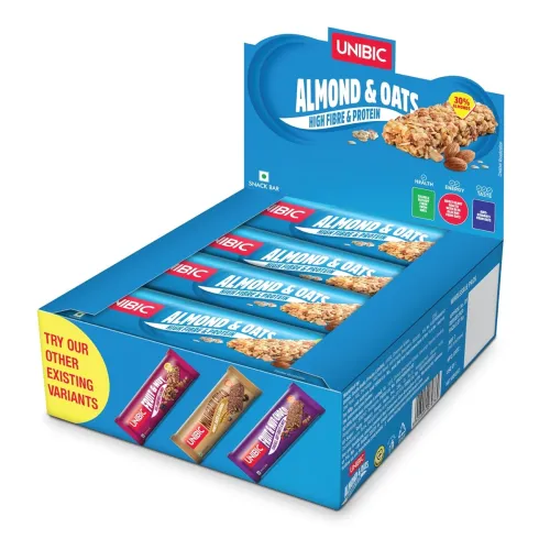 Image of Unibic Snack Bar Almond & Oats Pack of 12, 360 Grams