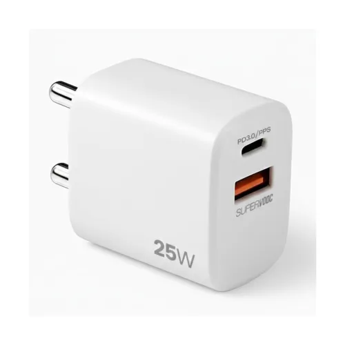 Image of UNIGEN 25W Supervooc Dual Port USB Type C & USB A Wall Charging Adapter | Fast Power Output | Compact & Travel-Friendly 