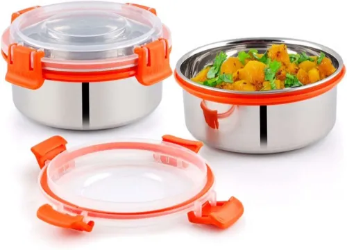 Image of UNINOX Lockable Stainless Steel Containers - 2-Pack Tiffin Lunch Box, 300ML 2 Containers Stainless Steel Office Lunch Bo