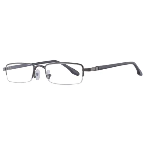 Image of Unisex Rectangle Half Rim Power Reading Glasses (+3.00, Gun, 9060)