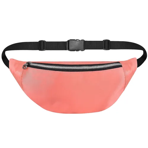 Image of Unisex Waist Pack Travel Belt Bag, Adjustable Nylon Zip Pouch (Peach Pink)