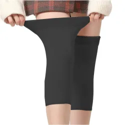 Unisex Woolen Leg Warmers | Winter Knee Warmers | Black And Skin Warmers for Leg | Fur Long Socks