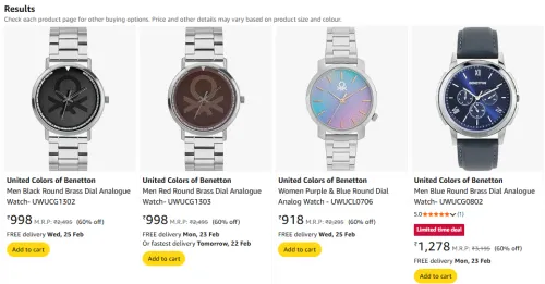 Image of United Colors of Benetton Men,s Watch flat 60% Discount.