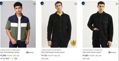 Image of United Colors of Benetton Men's Jackets at minimum 68% Discount