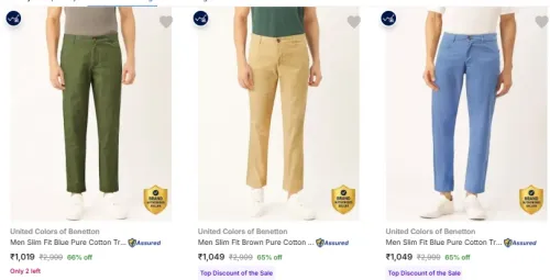 Image of United Colors of Benetton Men's Trousers at minimum 66% Discount