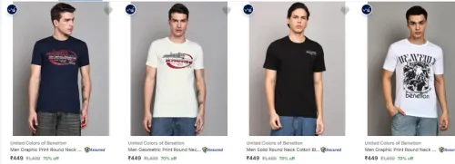 Image of United Colors of Benetton Men's T-shirts at minimum 70% Discount
