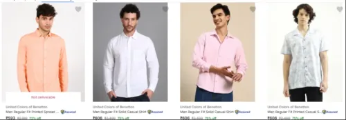 Image of UNITED COLORS OF BENETTON men's shirts at minimum 75% Discount 