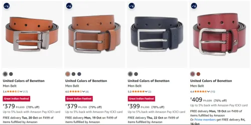 Image of United Colors of Benetton Men Belt up to 75% Discount