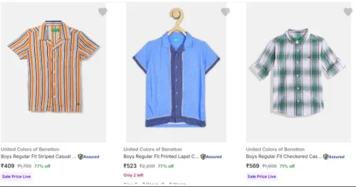 Image of United Colors Of Benetton Kids' Shirts at Minimum 71% Discount