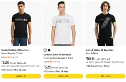United Colors of Benetton Men's Tshirts upto 67% discount