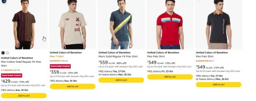 Image of United Colors Of Benetton Men TShirts minimum 76% Discount