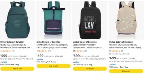 Image of United Colors of Bentton Laptop Backpacks upto 72% discount 