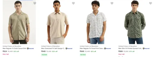 Image of United Colors Of Benetton Men's Shirts upto 67% Discount