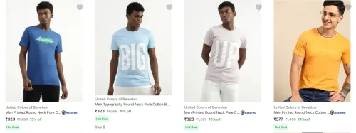 Image of United Colors Of Benetton Men's T-Shirts upto 75% Discount