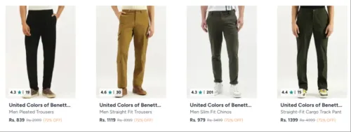 Image of United Colors Of Benetton Trousers at minimum 72% Discount