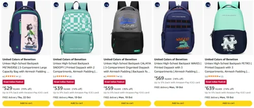 Image of United Colors of Benetton Backpack upto 79% Discount