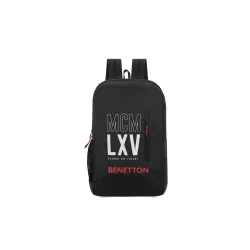 UNITED COLORS OF BENETTON Caspian Unisex Polyester 4 Compartment Laptop Backpack - Black, 16 Liters