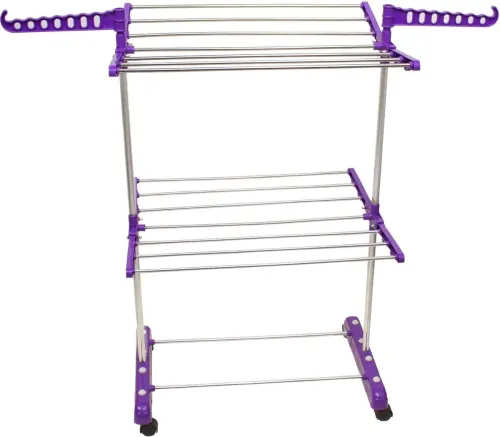 Image of Unizone Steel Aluminium Plastic Floor Cloth Dryer Stand SS Premium Compact Space Saving Foldable 