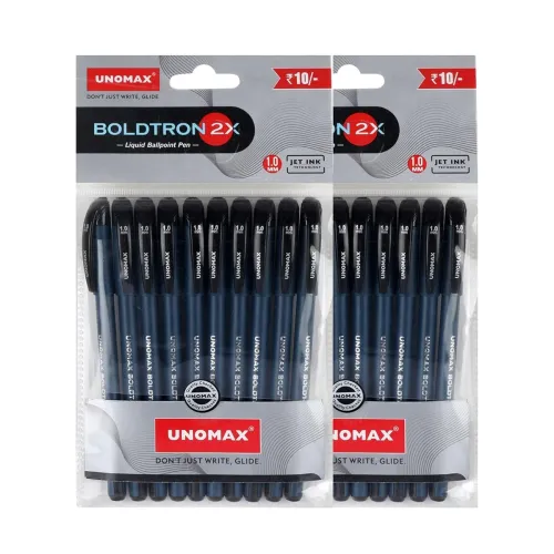 Image of UNOMAX Boldtron 2X 1.0mm Ball Point Pens - Pack of 20 (20 Black) | Fast-Flowing Ink, Pocket-Friendly, Budget-Friendly