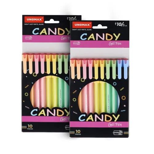 Image of Unomax Candy Gel Pens (Pack of 20, Red, Ultra-Fine, Ergonomic)