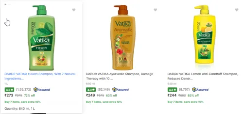 Image of UP TO 75% OFF on Dabur Vatika Shampoo