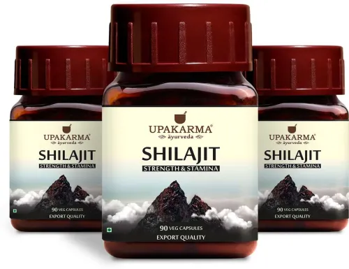 Image of UPAKARMA Shilajit Extracts 100% Natural & Pure Shilajeet For Men - 90 Capsules - Pack of 3 (Pack of 3, 270 Capsules)