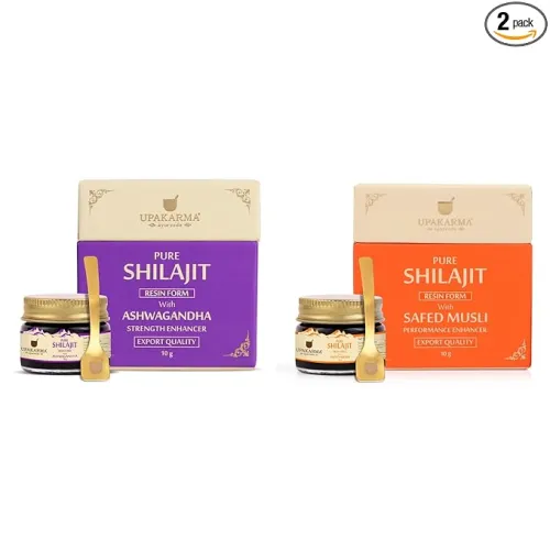 Image of UPAKARMA Combo of Pure Shilajeet Resin Blend with Ashwagandha & Safed Musli - 10g | Original Shilajit | For Boost Stamin