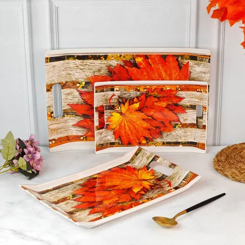 Image of U.P.C. Leaf Printed Melamine Serving Tray, So3
