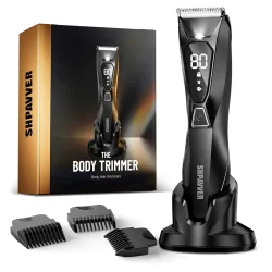 Body Hair Trimmer for Men：Pubic Hair Trimmer for Man - Electric Ball Shaver with Display & Light - Waterproof Wet/Dry Gr