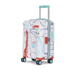 uppercase Cyber Punk (Small) 56Cms|Cabin Inline Trolley Bag For Travel|Polycarbonate Hardshellsided Printed Luggage|Combination Lock|8 Wheel Inline Trolley Bag|Suitcase For Unisex| (White),H...