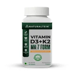 NATURALTEIN Vitamin D3 + K2 Supplement | 600 IU Plant-Based D3 & 55 mcg MK-7 | Supports Bone Strength, Calcium Absorptio