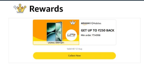 Image of Amazon Mobile Reward: Upto ₹250 back on order above ₹14998