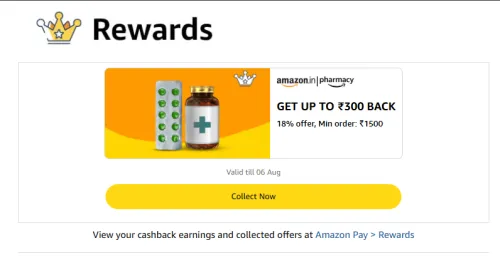 Image of Amazon Pharmacy Reward: Upto ₹300 back on order above ₹1500