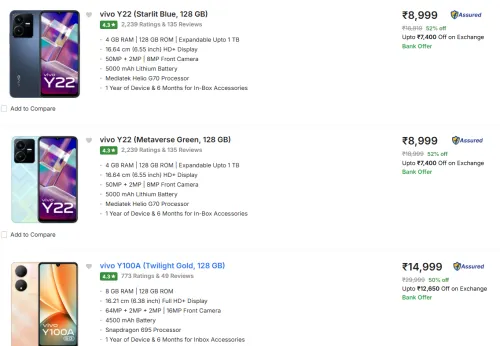 Image of Upto 50% off on Vivo Mobiles