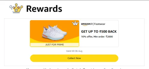 Image of Amazon Footwear Reward: Upto ₹500 back on Order above ₹2000