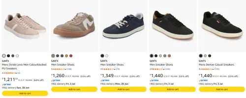Image of up to 60% off on Levis's shoes 