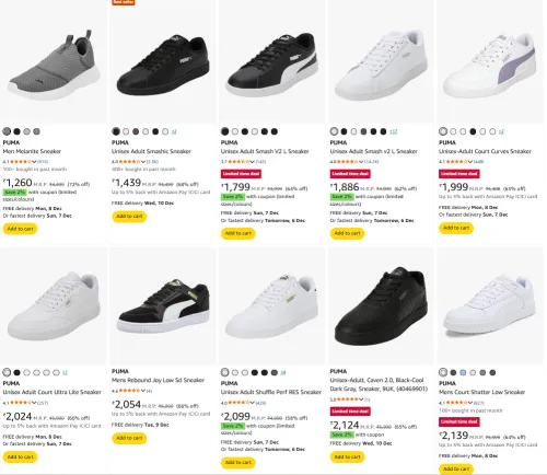 Image of upto 72% off on Puma sneakers