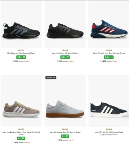 Image of upto 75% off on Adidas men's shoes